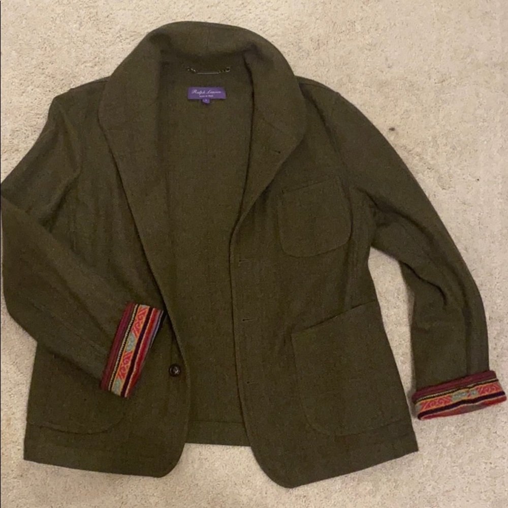 Green men’s wool suit jacket